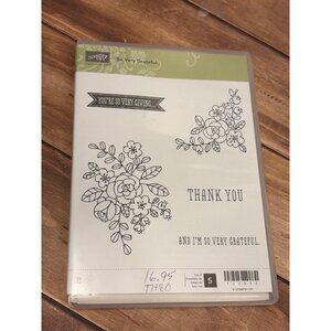 NEW STAMPIN' UP! 133053 SO VERY GRATEFUL RUBBER MOUNTED STAMP SET OF 5 THANK YOU